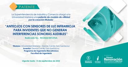 Noticia: Universidad Mariana es titular de patente de modelo de utilidad por innovación tecnológica al servicio de personas con discapacidad visual